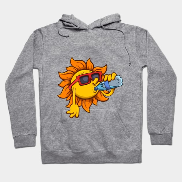 Cool Sun Character Drinking Water Hoodie by TheMaskedTooner